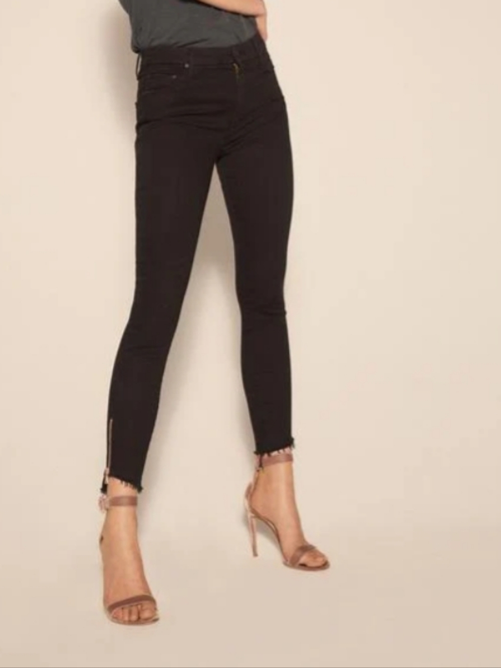 Mother The Stunner Double Zip Ankle Frey Not Guilty Black Jeans High Rise Skinny